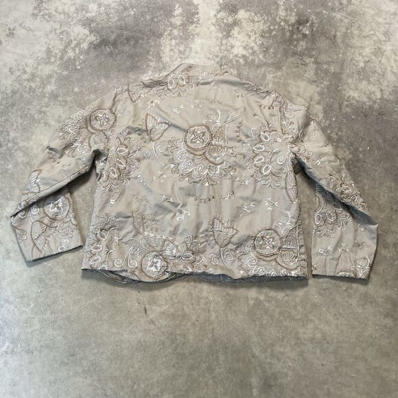 Chicos Jacket Womens‎ Large Rosina Metallic Dream Beige Neutral Embroidered - Picture 5 of 9